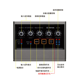 Cross-border hot sale small 48V external professional sound card computer driver-free sound card mobile live recording karaoke full set