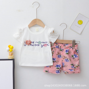 Baby Girl's Summer Clothes One-Year-Old Baby's Summer Clothes Children's Short-Sleeved Two-Piece Summer Western Style Girls' Summer Suit