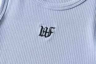 Small men wear letters embroidery sleeveless slim fit inner short navel strap top round neck vest for women