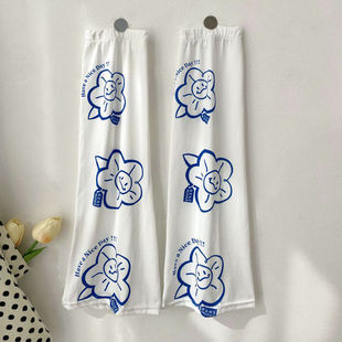 Sunscreen Sleeves Women Summer Loose Cute Cartoon Sunflower Printed Riding Gloves Ice Silk Ice Sleeves Wholesale