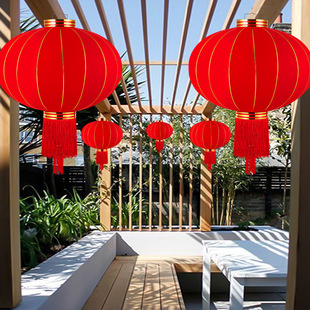 Red Lantern Outdoor Gate Full Red Palace Lantern Balcony Pair of Hanging Ornaments for New Year Spring Festival New Year Decorative Chandeliers
