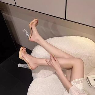 Transparent High Heels Women's 2025 New Summer Waterproof Platform Sandals Small Size Sandals with Thick Heel