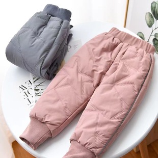 Wholesale children's cotton pants for small and medium-sized children's warm extra thick winter long pants for boys and girls plus velvet padded cotton pants