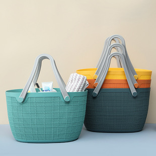 Large portable laundry basket soft plastic linen pattern storage basket kitchen finishing shopping storage basket factory wholesale