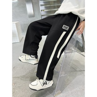 Boys' Pants Sports Pants Spring Autumn and Winter 2024 New Children's Winter Wear Big Children's Winter fleece-lined Thickened Sweatpants