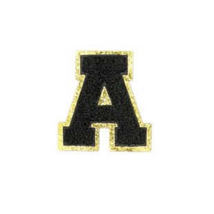 8cm double-layer patch English letters golden edge glitt towel embroidery patch stickers computer embroidery label ironing stickers