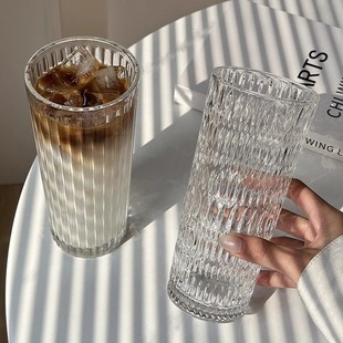 Vintage Glass Large Capacity Ins Style Fruit Juice Drink American Ice Coffee Cup Office Indoor Water Cup for Men and Women