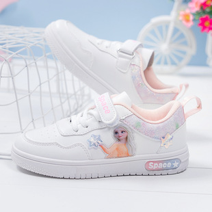 Spring New Children's White Sneakers All-match Comfortable Soft Sole Girls' Board Shoes School Performance Cartoon White Shoes