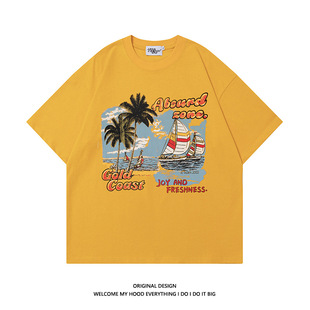Original American Street Hip Hop Short-sleeved T-shirt Men's oversize Brand 2025 Half-sleeved Couple's Summer T-shirt
