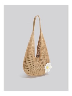 Summer Lazy Style Woven Big Bag Women's 2025 New All-match Tote Bag Large Capacity Hollow Woven Beach Bag