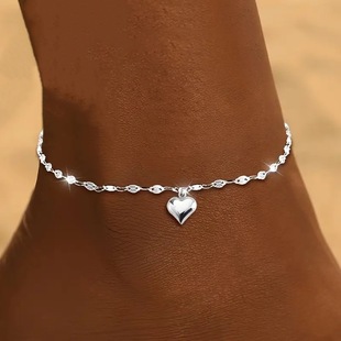 Europe and the United States cross-border jewelry personalized lip chain love pendant anklet simple peach heart new anklet all-match footwear