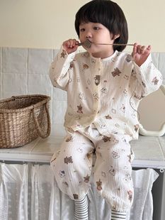 Осенняя одежда MYSIS Корейская версия детского костюма из хлопчатобумажной марли