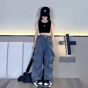 Girls' Pants Summer 2025 New Children's Loose Stylish Trousers Big Children's Internet Celebrity Casual Overalls