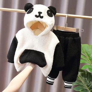Children's clothing 2025 new winter suit girls fashion fashion fashion fleece-lined thick baby children's clothing men's children's clothing