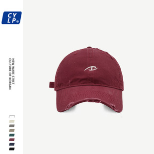 Ins Street Ripped Hip Hop Trendy Brand D Letter Embroidered Baseball Cap for Men and Women Couple Korean Style Simple Fashion Cap