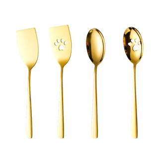 304 Stainless Steel Public Spoon Light Luxury Hotel Supplies Self-service Sub-table Spoon Teppanyaki Shovel Household Steak Small Fried Shovel