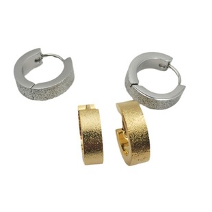 Europe and the United States cross-border stainless steel simple fashion personality new 4*9 pressure sand frosted earrings earrings hand polished