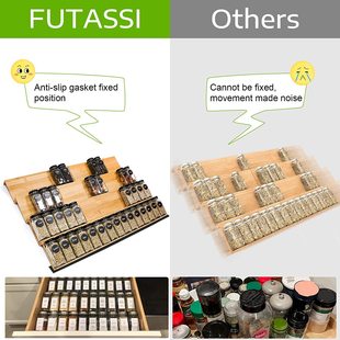 Cross-border Wooden Drawer Spice Rack Bamboo Spice Storage Storage Box 4-layer Stepped Spice Jar Storage Rack