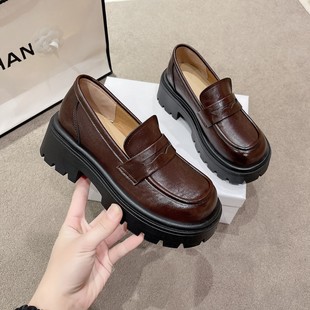 Platform Single-layer Shoes Women's All-match Loafers British-style Height-increasing Small Leather Shoes 2025 New Spring and Autumn College JK Women's Shoes