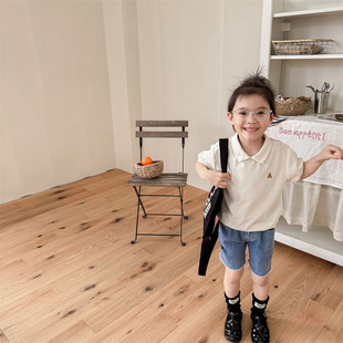 Children's Summer Polo Shirt Boys and Girls College Style Lar Casual T-Shirt Short-sleeved Children's Simple Half-sleeved T-shirt Trendy