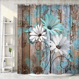 Foreign trade shower curtain four-piece waterproof shower curtain toilet mat floor mat U-shaped mat Amazon hot selling to map production TEMU