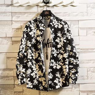 2025 spring new men's fashion trend flower shirt casual shirt long sleeve factory wholesale