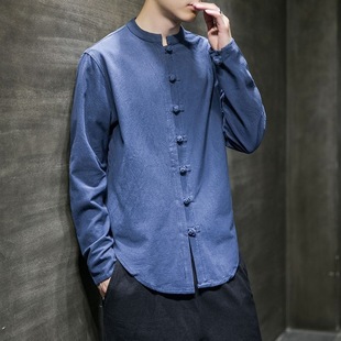 Tang Suit Men's Summer Cotton and Linen Shirt New Chinese-style Middle-aged and Elderly Short-sleeved Linen Chinese-style Men's Coat with Buckle for Husband