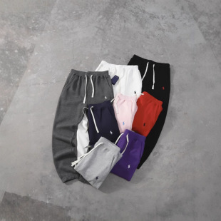Cross-border Ralph R/L Basic Pony Embroidered Logo Drawstring Pants Autumn Couple Solid Color Casual Pants