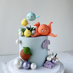 Ocean Series Soft Glue Doll Ornaments Orange Series Octopus Bubble Fish Devil Fish Whale Turtle