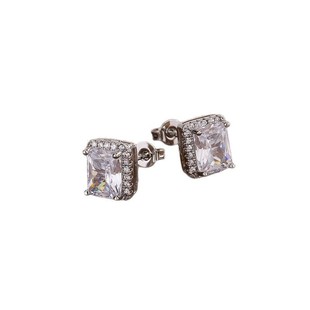 Cross-border simulation diamond square earrings female European and American fashion luxury style earrings niche design wedding earrings wholesale