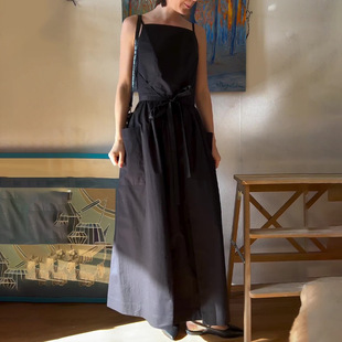 European and American Foreign Trade Women's Cross-border 2025 Summer Sling Square Collar Elegant Waist Slimming One-piece Strap dress