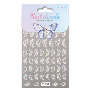 Shell Light Butterfly Nail Sticker 5D Relief Three-dimensional Advanced Sense Aurora Butterfly Nail Sticker Jewelry TJ