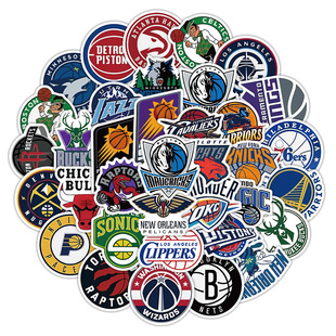 60 Nba Team Logo Stickers, Sports Graffiti Stickers, Luggage Helmets, Refrigerator Mobile Phone Stickers, Cross-Border Stickers