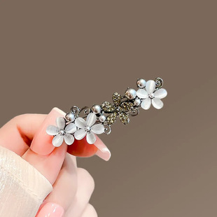 Exquisite Cat's Eye Hairpin Flower Duckbill Clip Hairpin Women's Simple One Word Bangs Side Clip Half Tie Hair Accessories Headdress