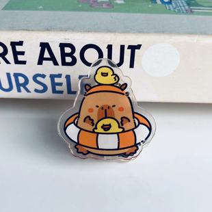 Q cute kapibala pp clip cute guinea pig acrylic double-sided note clip student gift test paper finishing clip