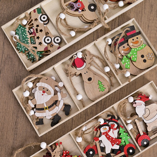 Cross-border New Christmas Car Santa Claus Wooden Brand Christmas Tree Pendant Festival Venue Decoration