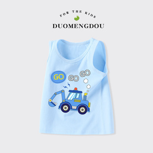 Duo Meng Dou Children's Cotton Vest Summer Thin Children's Wear for Small and Medium-sized Children's Wear for Boys and Babies with T-Shirt Base Undershirt E
