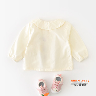 Children's Long Sleeve 2025 Spring New Girls Striped Shirt Rabbit Carrot Baby Girl Top 51067