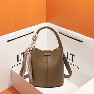 Women's Bag Genuine Leather Niche Bucket Bag Large Capacity Crossbody Bag New Style Vegetable Basket Handbag Fashion Shoulder Bag