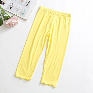 Girls' modal cropped pants baby Summer thin slim-fit solid color children's leggings outer wear pants cross mirror