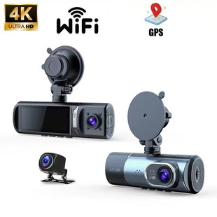 Cross-border three-recording wifi driving recorder 4K ultra-clear night vision GPS wide-angle car recorder cardvr