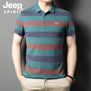 JEEP SPIRIT футболка с короткими рукавами мужская деловая свободная футболка с лацканами больших размеров в полоску с коротким рукавом Мужская хлопковая футболка Летняя