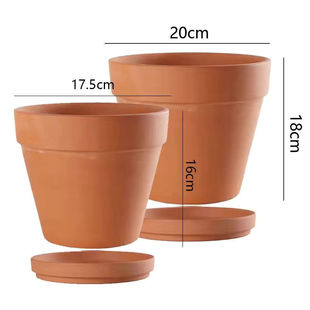 Earth Pottery Flower Pot Breathable Water Absorbent Red Clay Succulent Plant Planting Pot Simple Fashion Style Clay with Tray Optional