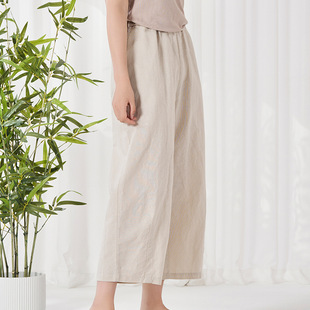Cotton Linen Cool Loose Ankle-length Pants Summer New Casual Pants Artistic Retro High-grade Linen High Waist Pants for Children
