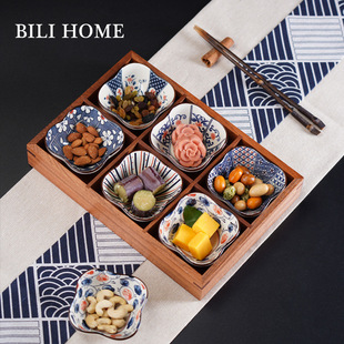 Wooden tea tray for cooking tea and nuts, new Chinese Zen ceramic snack plate, Japanese tea room fruit plate