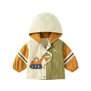 Boys' Coat Spring and Autumn 2025 New Handsome Children's Rusk Clothes Autumn Clothes Autumn Baby Hooded Top