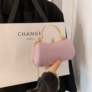 New Fashion Chain Handbag Banquet Bag Shoulder Crossbody Small Square Bag Unique Hand Carrying Mouth Gold Bag Crossbody Bag