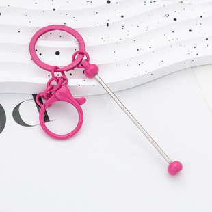 New DIY Beaded Keychain Wholesale Small Gift Pendant Metal Keychain Spot Gradient Colorful Keychain