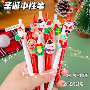 Xiao Meng Cute Christmas Patch Gel Pen Creative Snowman Ballpoint Pen for Primary and Secondary School Students Christmas Stationery Gifts