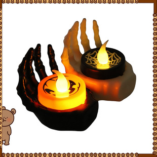 Halloween atmosphere layout props LED electronic luminous night light palm rest candle lights ghost festival decorations W